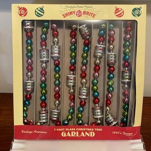 Shiny Brite retro Christopher Radko Glass Garland 7 ft